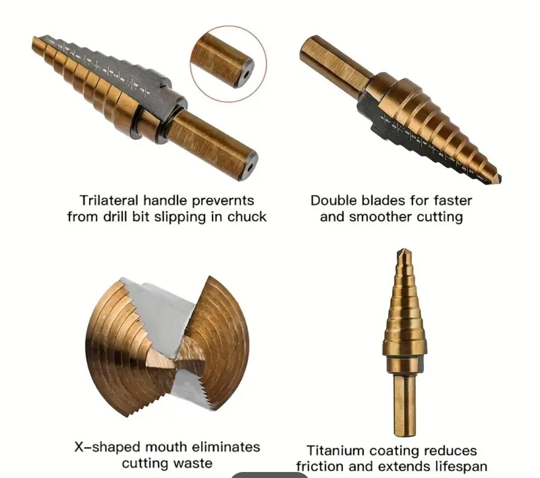 5-Piece Cobalt Step Drill Bit Set (1/8" to 1-3/8")